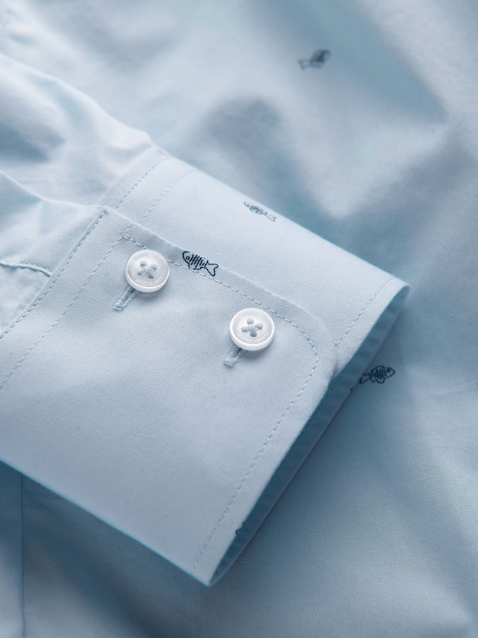 Classic men's cotton SLIM FIT shirt in micro pattern - white V1 K696