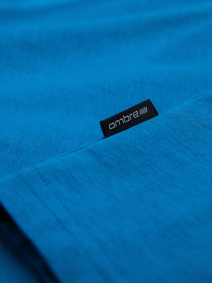 Men's classic cotton BASIC T-shirt - blue V12 OM-TSBS-0146