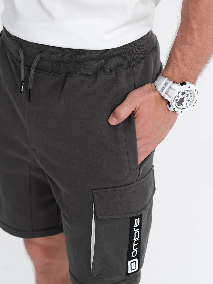 Men's shorts with cargo pockets - dark grey V2 OM-SRSK-0106