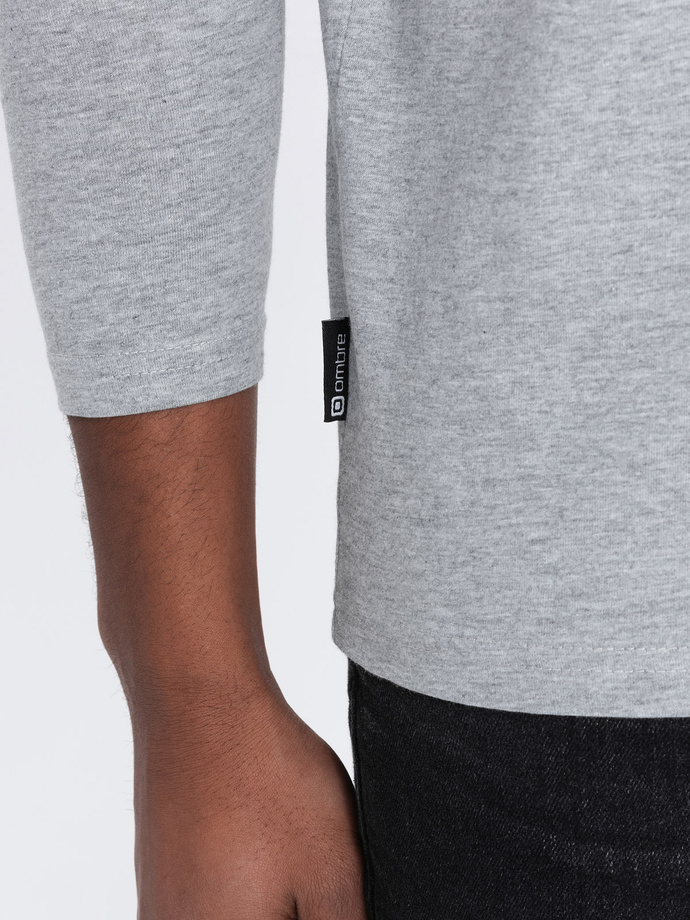 Men's unprinted longsleeve with a crew neckline - grey melange V7 OM-LSBL-0108