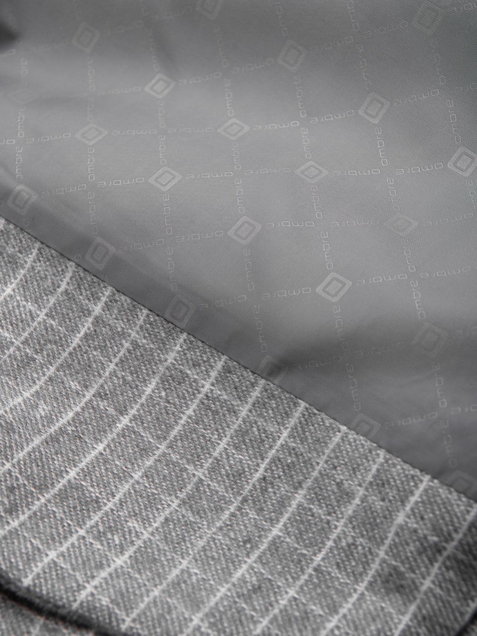 Marynarka męska w kratę z dodatkiem wełny - szara V1 OM-BLZB-0117