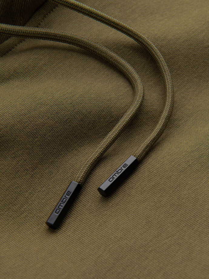 BASIC men's cotton kangaroo hooded sweatshirt - olive V2 OM-SSBN-0161