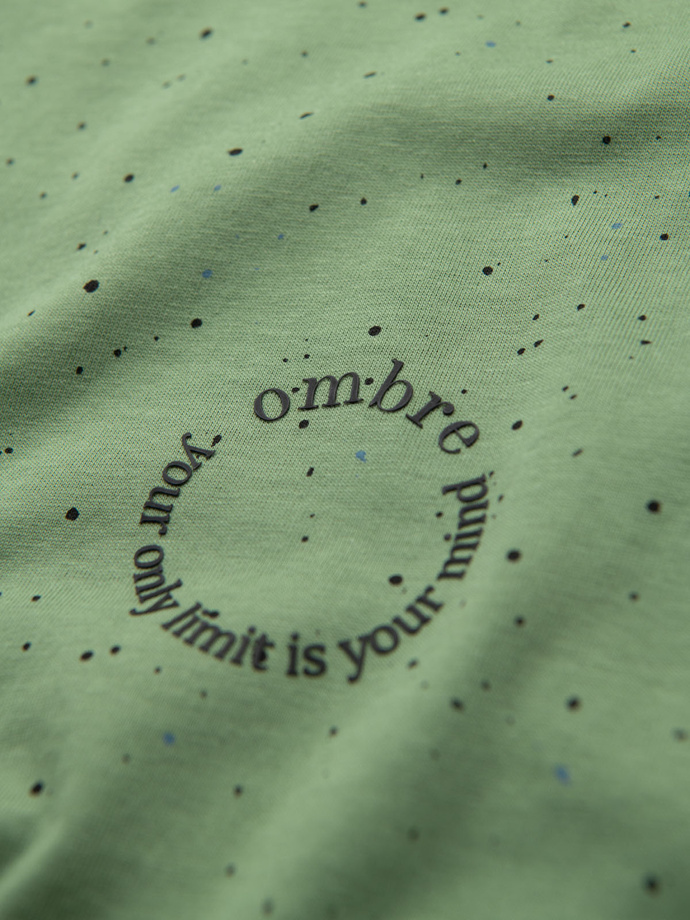 Men's printed cotton t-shirt with round neckline - green V4 OM-TSFP-0186