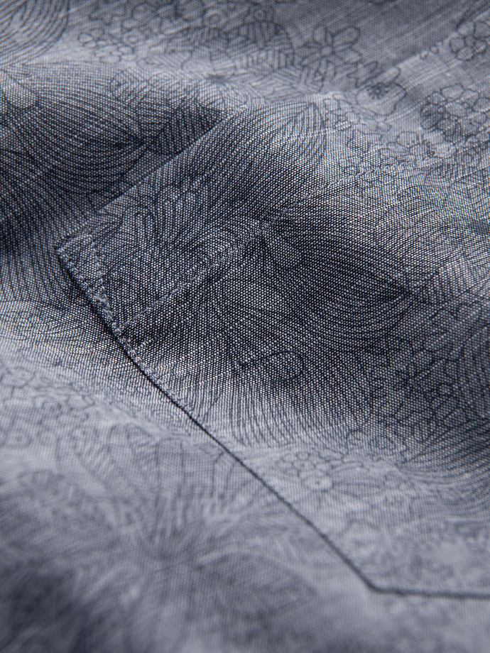 Klasyczna flanelowa męska koszula bawełniana w kwiaty - szara V3 OM-SHCS-0157