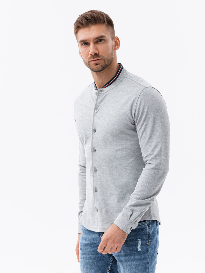 Men's long sleeve knit shirt - gray V5 K542