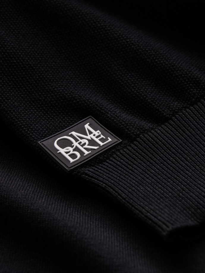 Męski sweter raglan z prążkowanymi rękawami – czarny V2 OM-SWSW-0144