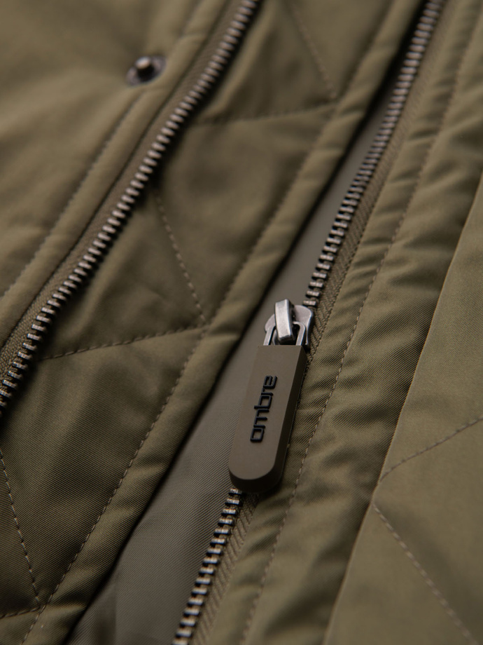 Klasyczna męska długa kurtka typu parka – oliwkowa V3 OM-JAPJ-0313