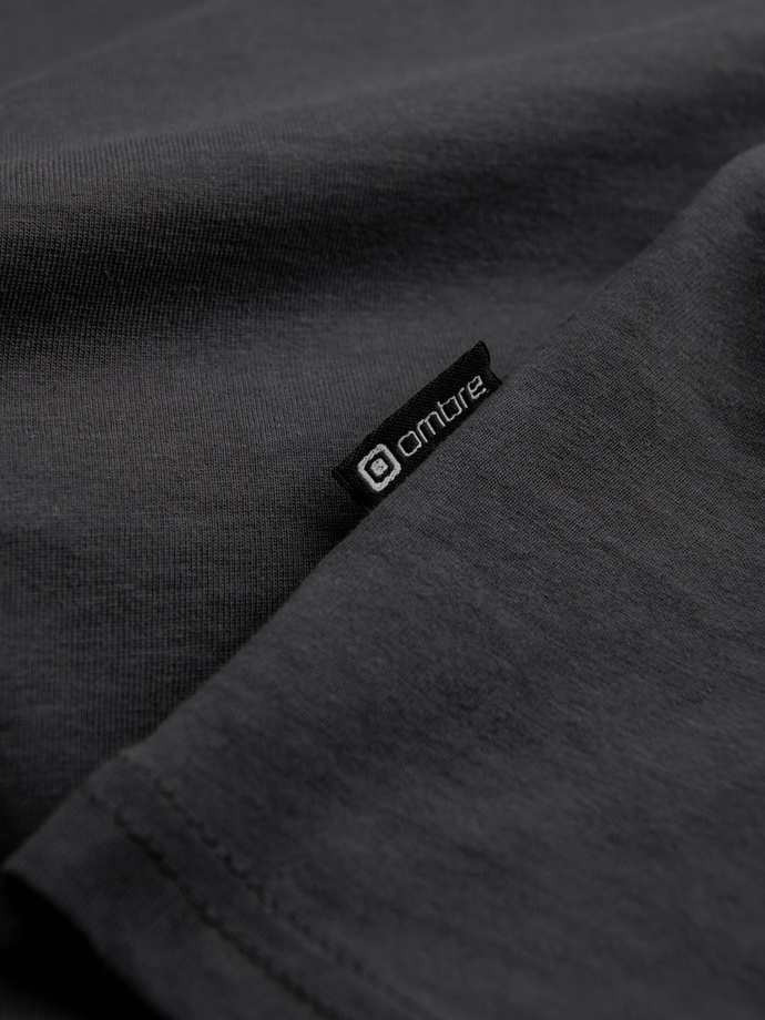 Męski longsleeve BASIC z okrągłym dekoltem - grafitowy V6 OM-LSBL-0106