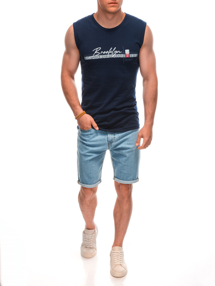 Men's printed tank top S1969 - dark navy