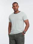 Men's T-shirt with raw finish - gray-green V2 OM-TSCT-22SS-004