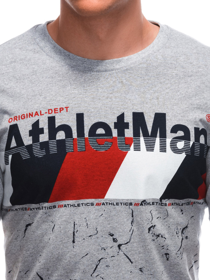Men's printed t-shirt S1887 - grey