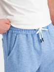 Spodenki męskie z tkaniny melanżowej LOOSE FIT - jasnoniebieskie V1 OM-SRSK-0116