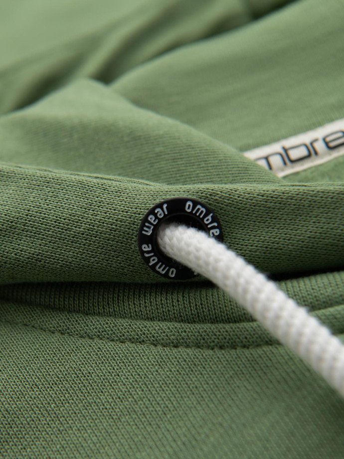 Men's BASIC kangaroo sweatshirt with hood - green V3 B1674