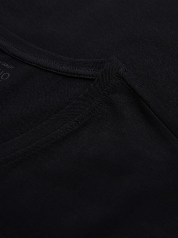 Longsleeve męski V-neck SLIM FIT z elastanem i printem – czarny V1 OM-LSBC-0123