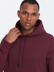 BASIC men's cotton sweatshirt kangaroo hoodie - maroon V3 OM-SSBN-0161