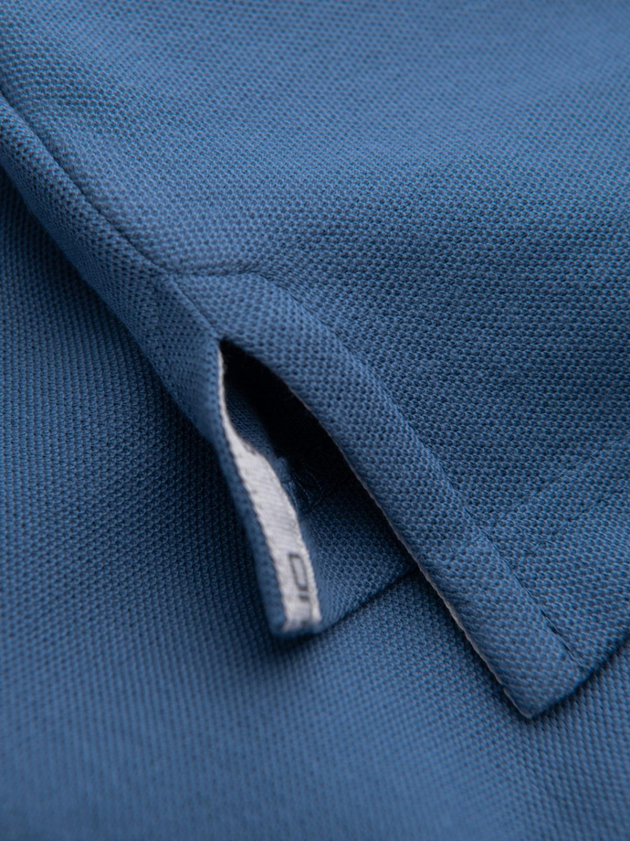 BASIC men's single color pique knit polo shirt - blue V16 OM-POBS-0100