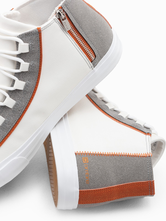 Men's sneakers shoes with contrasting elements - white V1 OM-FOTH-0140