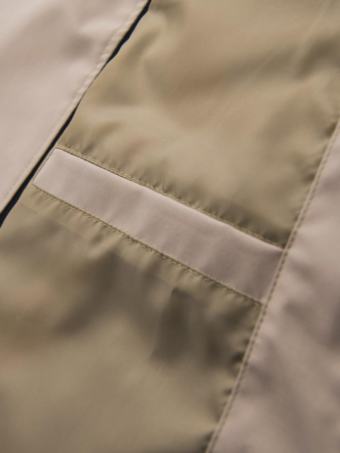 Functional men's transitional jacket with hood - beige V3 OM-JANP-0225