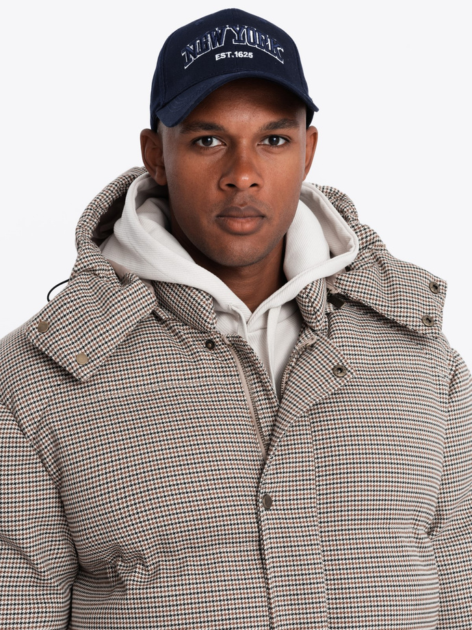 High padded puffer jacket with pattern - brown V1 OM-JAHP-0174