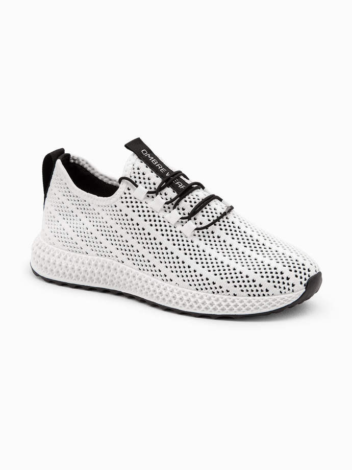 Men's mesh slip-on sneakers shoes - white V7 OM-FOKS-0117