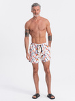 Szorty męskie kąpielówki w kolorowy print - białe V2 OM-SRBS-0140