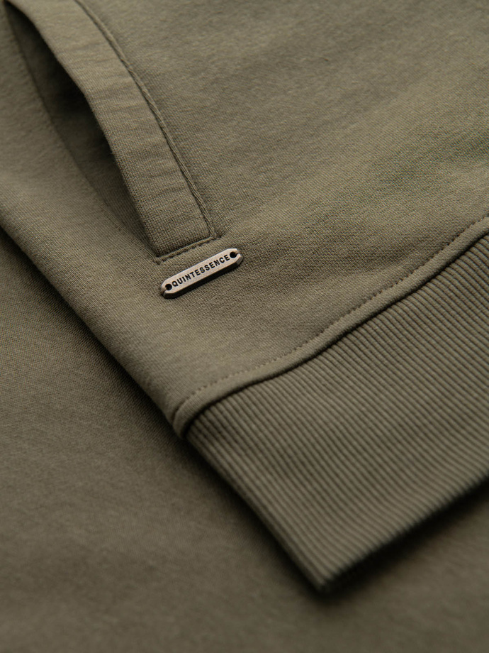 Bawełniana rozpinana bluza męska dresowa bomberka – khaki V1 OM-SSZP-0215
