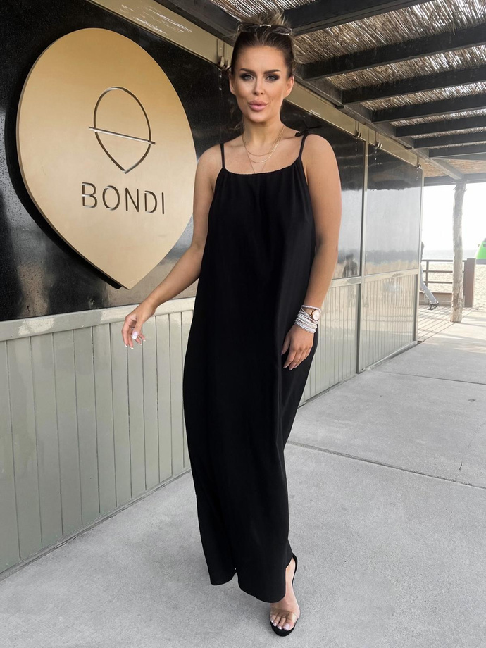 Linen maxi dress - DLR114 black