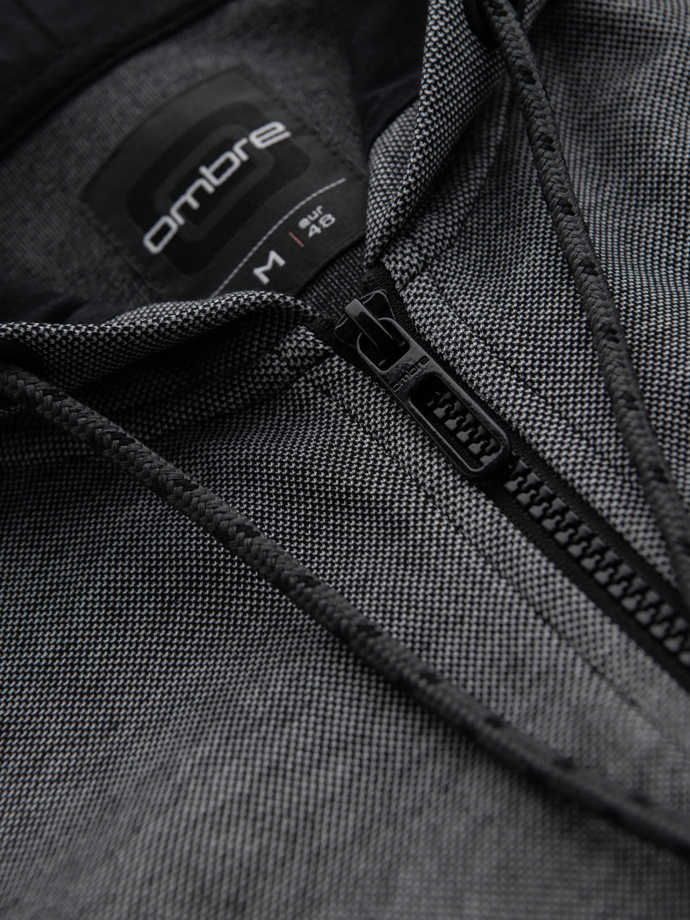 Męska bluza dresowa z kapturem o delikatnej strukturze – czarna V1 OM-SSZP-0191