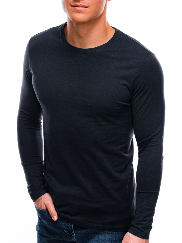 Longsleeve męski bez nadruku L59 - granatowy