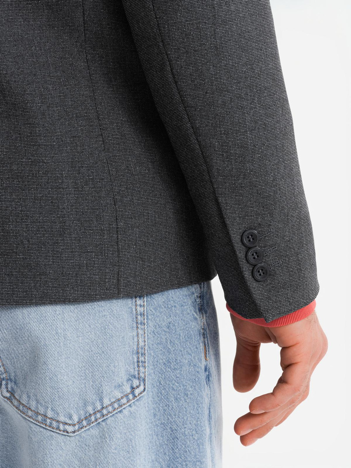 Elegant men's blazer with decorative buttons on cuffs - graphite V1 OM-BLZB-0114