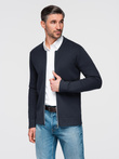 Men's smooth zip sweater - navy blue V1 OM-SWZS-0146