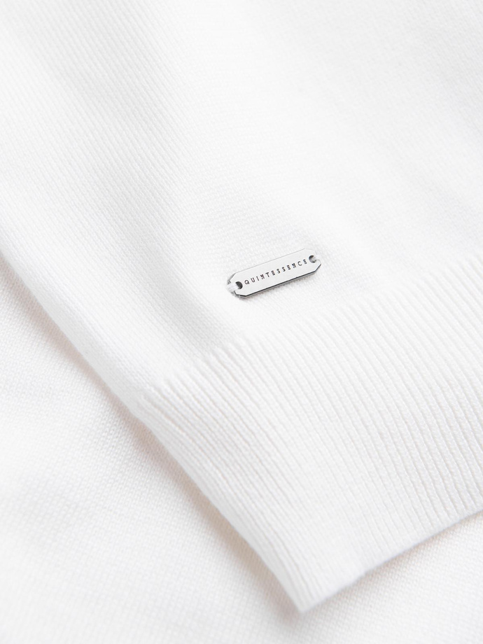 Men's soft knit polo shirt with contrasting stripes - white V1 OM-POSS-0118