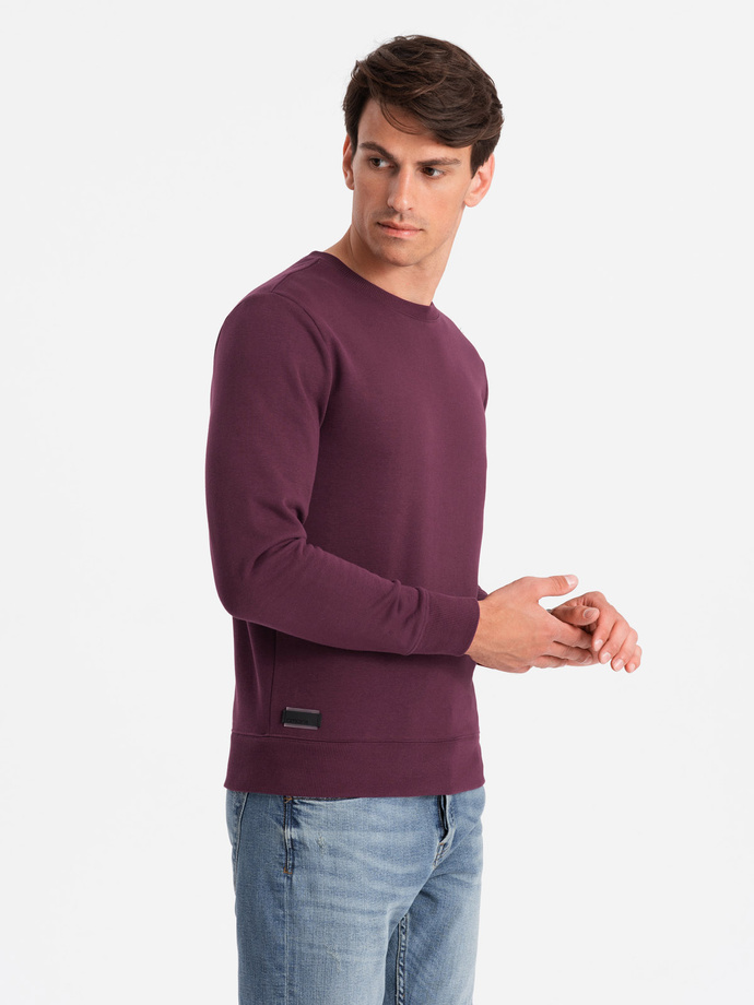 Men's BASIC cotton non-stretch sweatshirt - maroon V3 OM-SSBN-0159