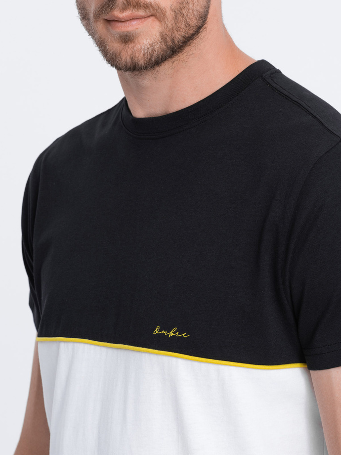 Men's two-tone cotton t-shirt - black and white V2 S1619