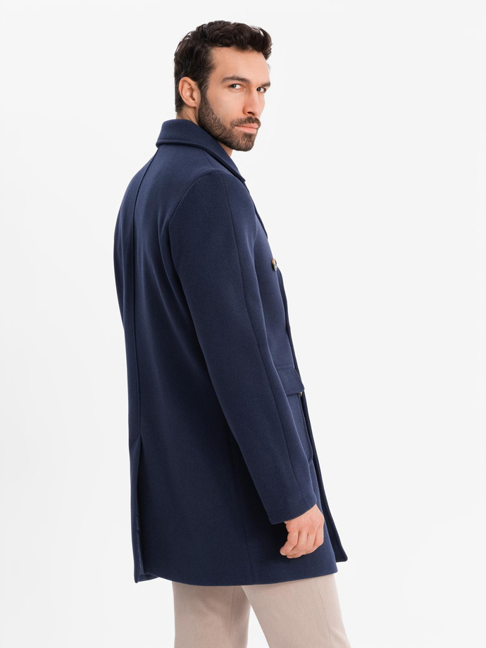 Men's double-breasted coat with decorative buttons - indigo V1 OM-COWC-0109