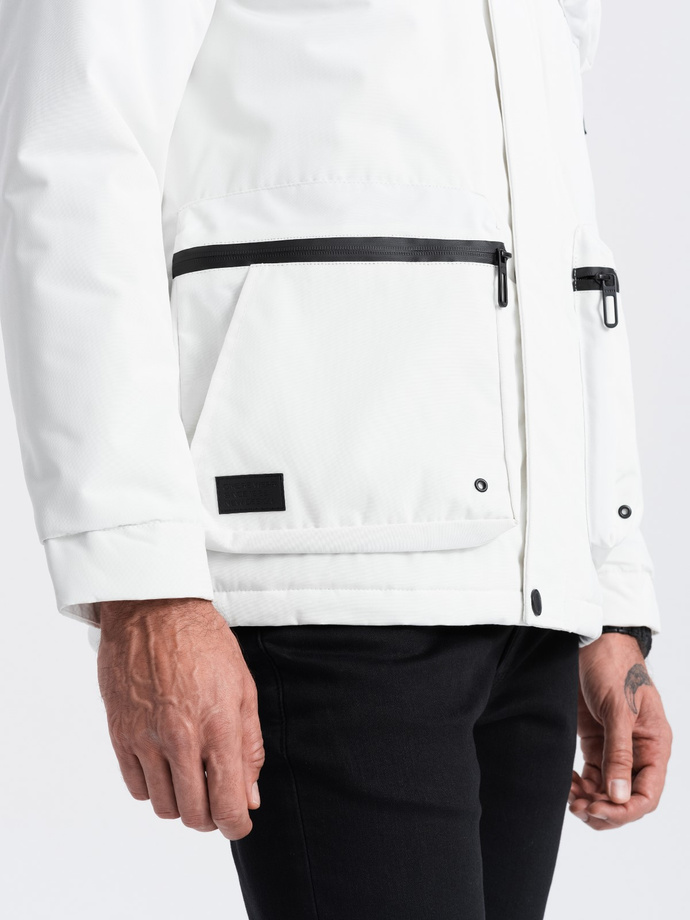 Men's winter quilted jacket - white C450