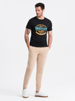 Men's BASIC cotton jogger sweatpants - beige V6 OM-PABS-0174