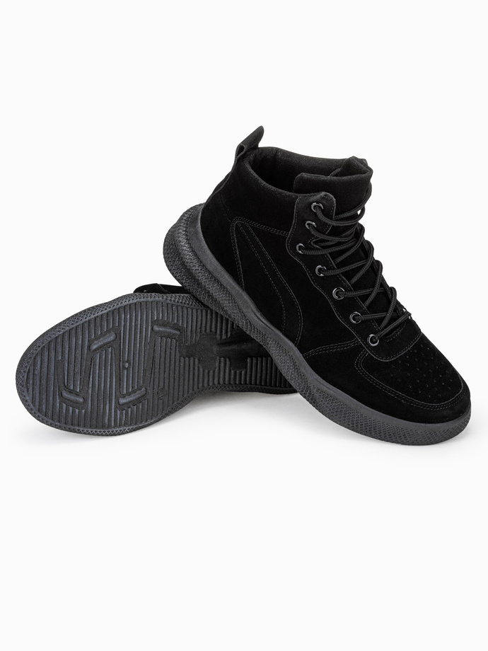 Buty męskie sneakersy wysokie - czarne V3 T380