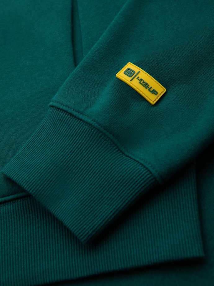 Dresowa bluza unisex z kieszeniami i kapturem – ciemnozielona V17 OU-SNBC-0105