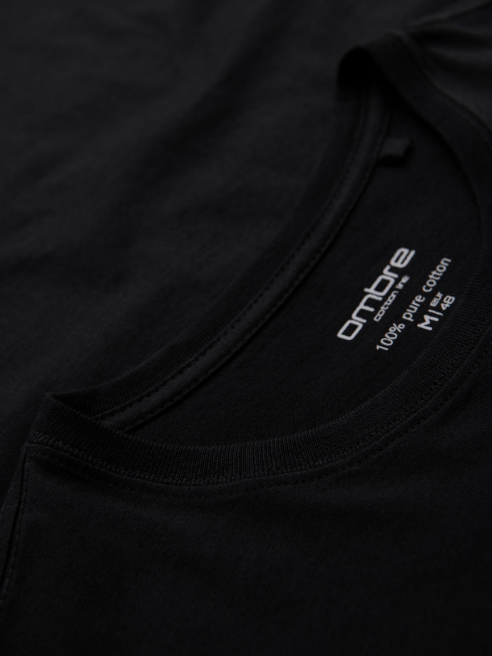 Klasyczny T-shirt męski bawełniany BASIC - czarny V1 OM-TSBS-0236