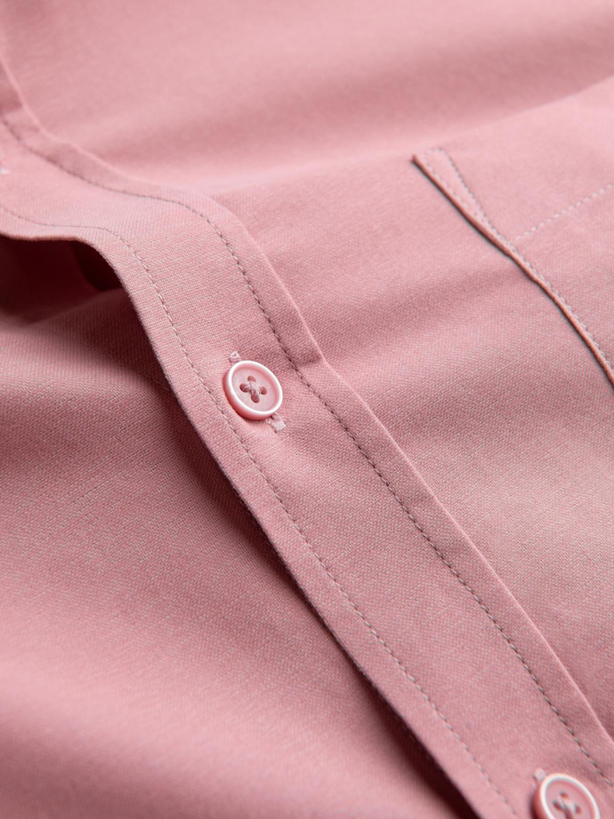 Men's REGULAR FIT cotton shirt with pocket - pink V3 OM-SHOS-0153