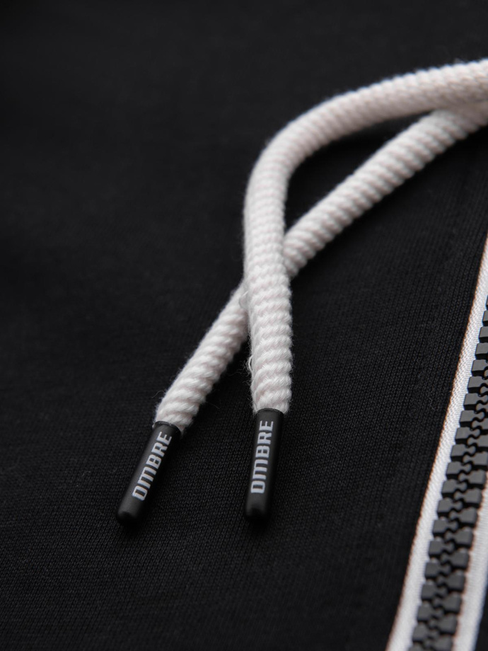 Męska bluza dresowa BASIC rozpinana z kapturem - czarna V5 OM-SSBZ-0178