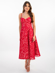 MARILYN midi dress with flowers DLR134 - red