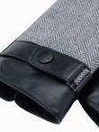 Elegant men's wool blend gloves - grey melange V1 OM-ACGL-0111