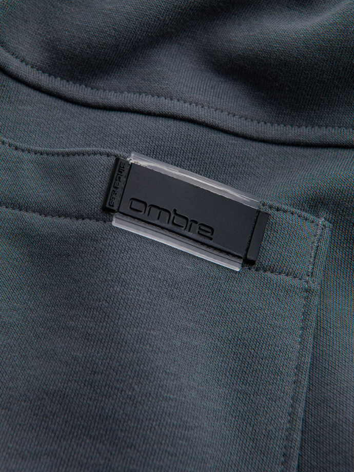 Bawełniane dresowe spodnie męskie joggery BASIC – grafitowe V11 OM-PABS-0174