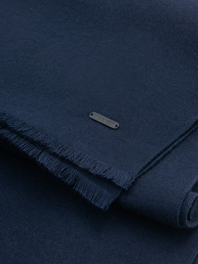 Monochrome men's scarf with tassels - navy blue V2 OM-ACSF-0116