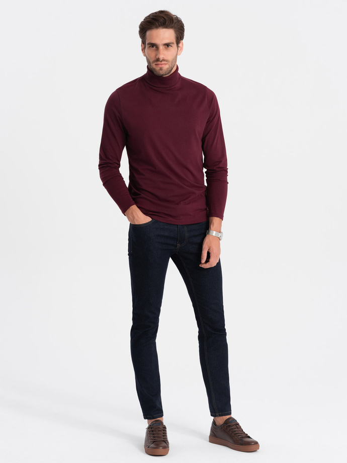 Longsleeve męski z golfem - bordowy V6 OM-LSCL-0112