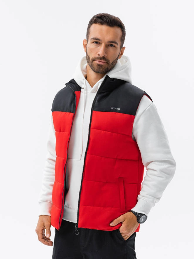 Men's quilted vest - red V36