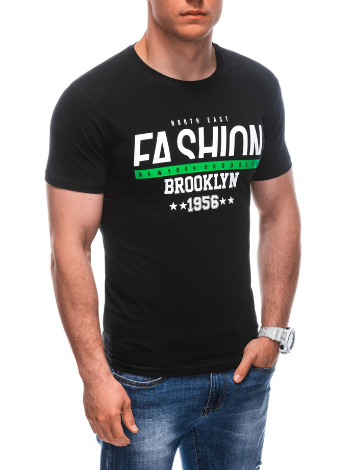 T-shirt męski z nadrukiem S1933 - czarny