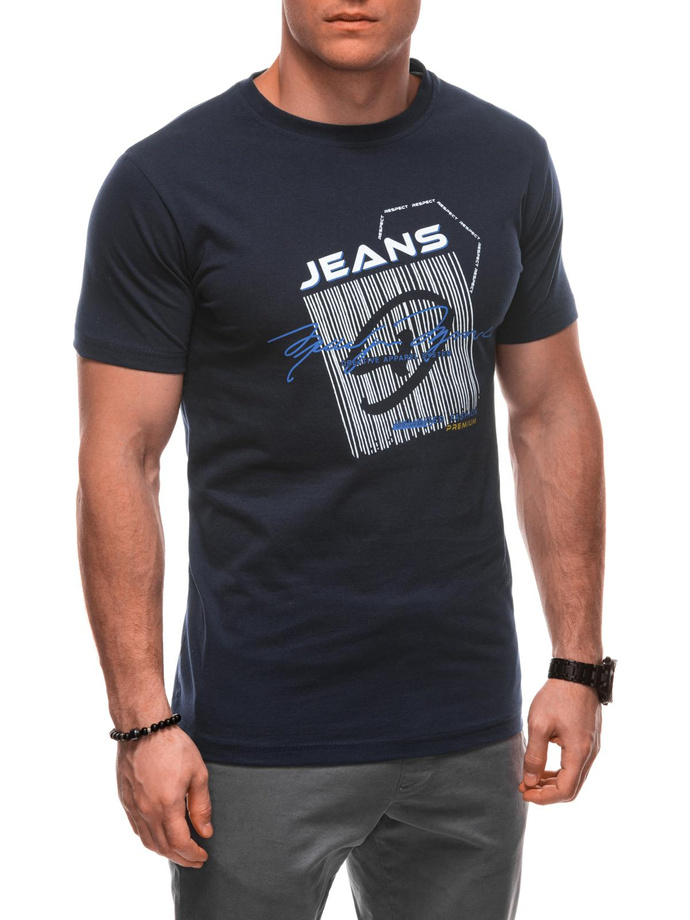 Men's printed t-shirt S2033 - navy blue